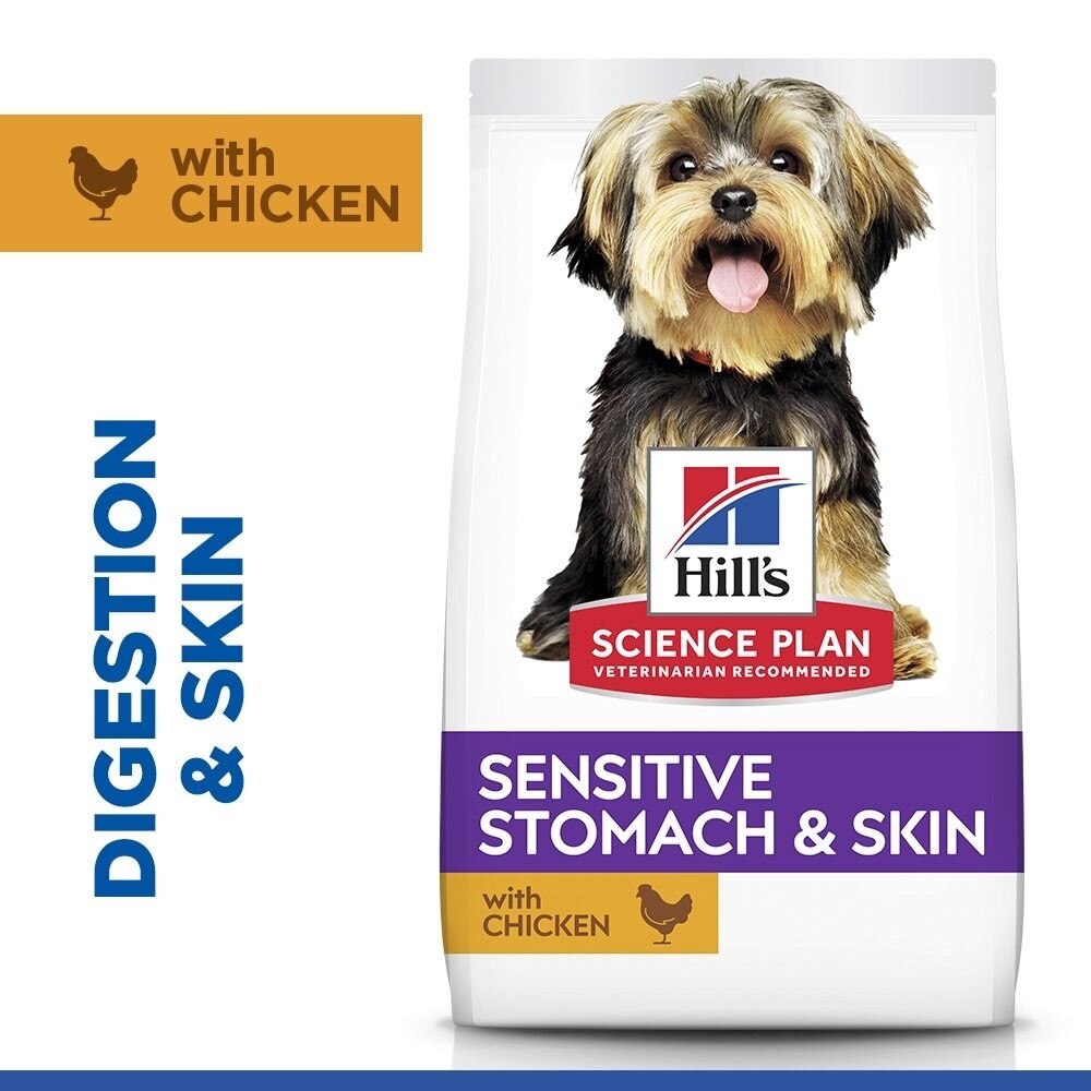 Hill's Hill'S Science Plan Sensitive Stomach Skin Mini Chicken Turkey Adult Dry Dog Food pet food packaging